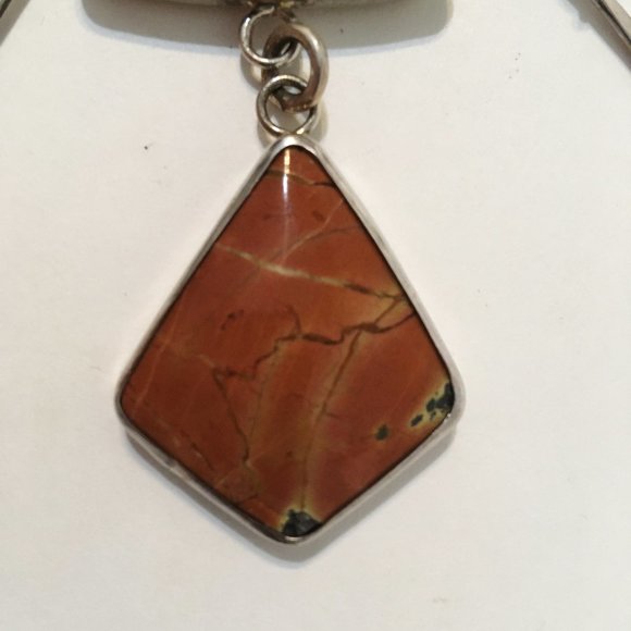 Big Red Canyon Pendant Turquoise Pearl Unique Necklace Sterling Silver Asian New - Picture 5 of 10